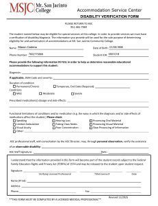 Mt. San Jacinto College Disability Verification Form