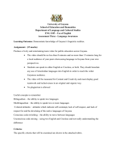 University of Guyana ENG 1105 Language Awareness Assignment