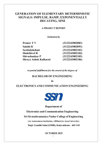 Generation of Elementary Deterministic Signals: Impulse, Ramp, Exponential, Sine Project Report