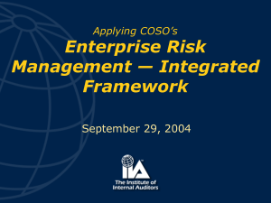 Applying COSO&rsquo;s Enterprise Risk Management Framework