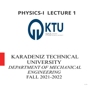 Physics I Lecture 1: Measurements & Significant Figures