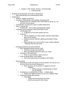 Adolescent Psychology: Self, Identity, Emotion, and Personality