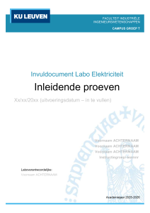 Invuldocument Labo Elektriciteit: Inleidende Proeven