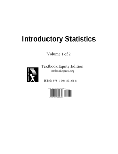 Introductory Statistics Textbook Volume 1