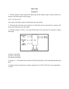 PHYS 3203 Tutorial 1: Memory Systems & RAM Design