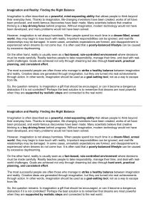 Imagination and Reality: Finding the Right Balance
