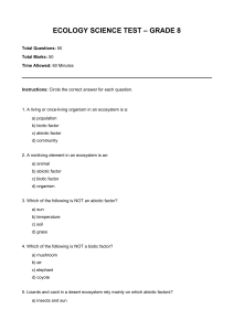 Grade 8 Ecology Science Test