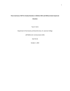 CBT for Anxiety in Children with/without ASD: Precis Summary