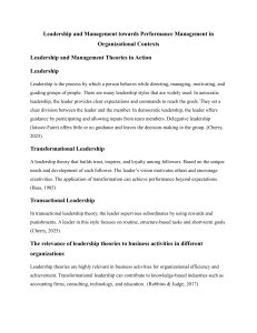 Leadership and Management Theories