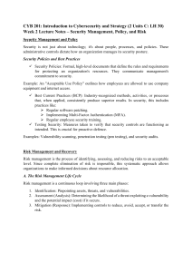 CYB 201: Security Management, Policy, and Risk Lecture Notes
