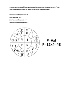 Формулы электрических величин: напряжение, ток, мощность, сопротивление