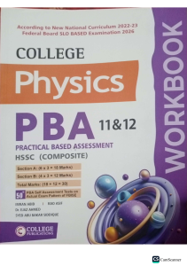 College Physics PBA 11&12 Workbook for HSSC