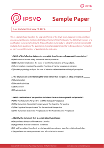 IPSyO Sample Paper 2025 Psychology Exam
