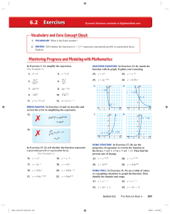 Section 6.2 Exercises: The Natural Base e
