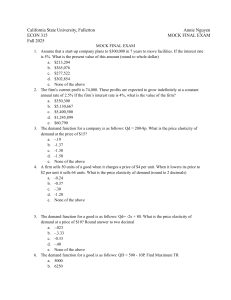 ECON 315 Mock Final Exam Questions