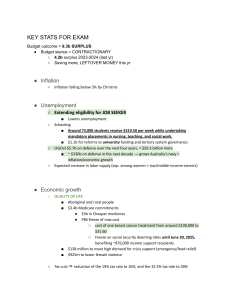 Australian Budget Key Stats for Exam