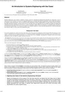 Systems Engineering with Use Cases: An Introduction