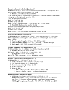 Math Problems and Solutions: Geometry, Statistics, Algebra
