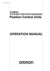 OMRON SYSMAC Position Control Units Operation Manual
