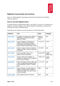 British Library Digitised Manuscripts Catalog