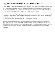 Edge AI in 2026: Smarter Devices Without the Cloud