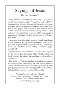 Sayings of Jesus: The Lost Gospel of Q - Scholarly Compilation