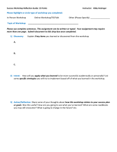 Success Workshop Reflection Guide