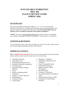Sustainable Marketing Exam 1 Review Guide Spring 2026