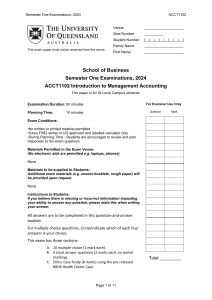 ACCT1102 Management Accounting Exam 2024
