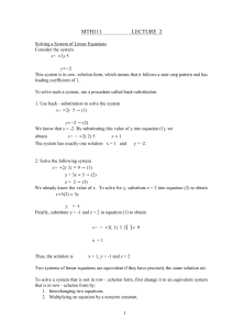 MTH111 Lecture 2: Solving Linear Equations