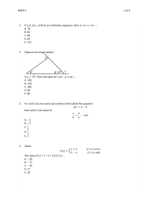 MATH 5 Practice Test: Algebra, Sequences, Functions
