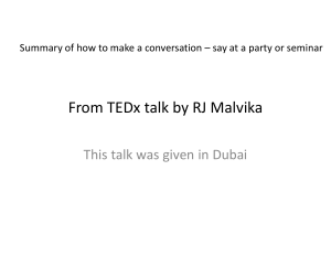 How to Make a Conversation - TEDx Talk Summary