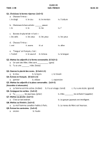 Examen de fran&ccedil;ais pour la classe VII