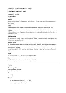 Cambridge Stage 9 Physics Notes: Density