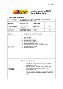 Radiation Heat Transfer Information Sheet - Diploma in AC & Refrigeration Tech