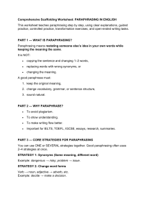 Paraphrasing in English Worksheet