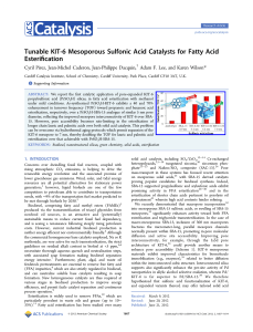 Tunable KIT-6 Mesoporous Sulfonic Acid Catalysts for Fatty Acid Esterification