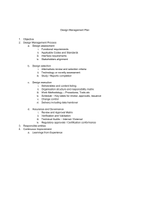 Design Management Plan: Process & Governance