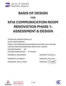 KFIA Communication Room Renovation Phase 1 Basis of Design