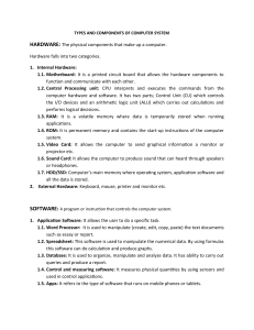 Types and Components of Computer System