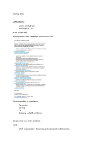 Grade 11 Math Methods Tutoring Notes: Quadratics