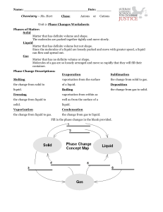 Chemistry Phase Changes Worksheet