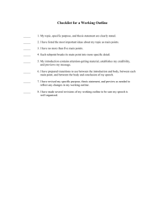 Checklist for a Working Outline