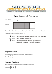 Fractions and Decimals Study Guide - Amity Institute