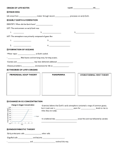 Origin of Life Notes Worksheet