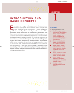 Chapter 1: Introduction and Basic Concepts in Thermodynamics
