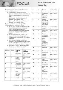 Focus 3 Placement Test Answer Key