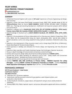 Lead Process Engineer Resume - Tausif Ahmed