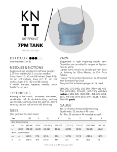 7PM Tank Knitting Pattern by Tiffknit