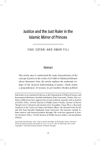 Justice and the Just Ruler in Islamic Mirror of Princes